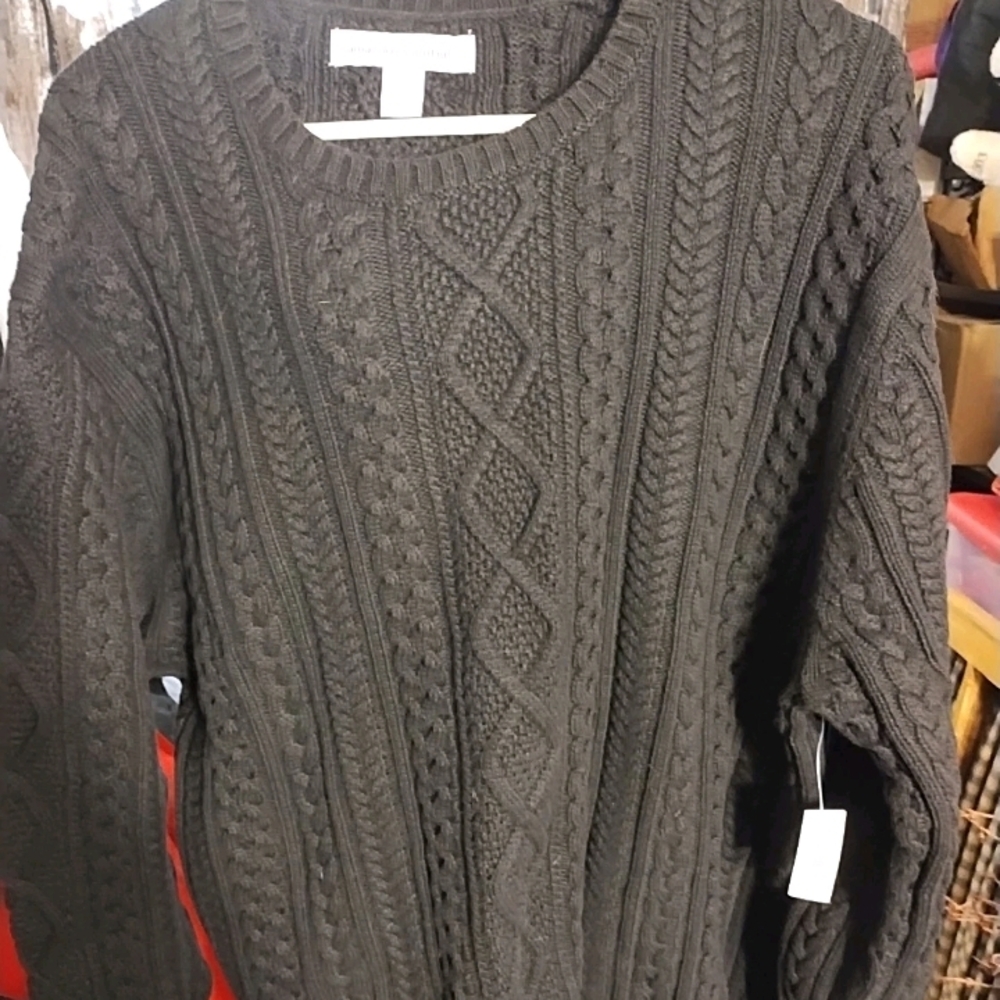 Amazon Essentials Woman's Black Cable Knit Sweater - image 1